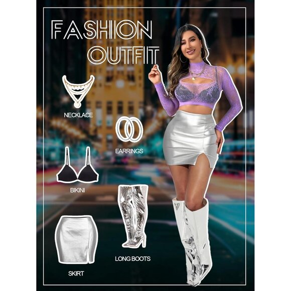 Women's Purple Lingerie Imported Front Open Bodysuit Sexy Nightwear Pajamas Set - Picture 4 of 6